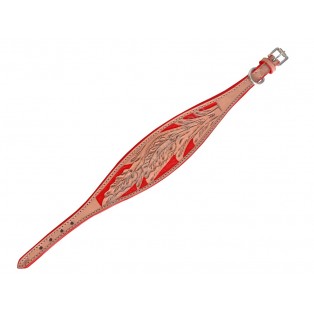  Ace Traditional Leather Hand-crafted Dog Collar: Red Lining 